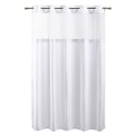 Ames Herringbone Shower Curtain, 100% Polyester, Hook-Free, Window, 72x74, White